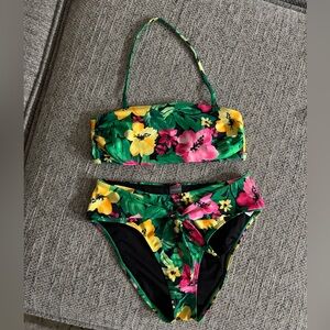 Old Navy Green and Pink Floral Bikini